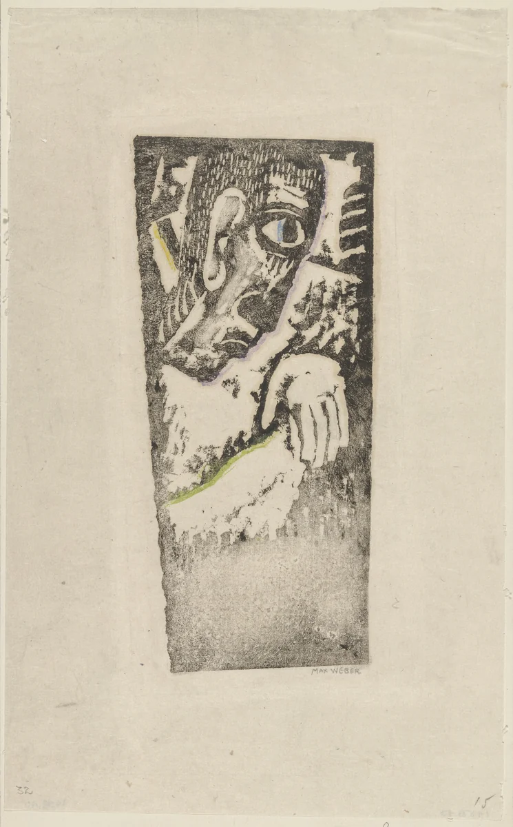 Large Primitive Head in Profile by Max Weber, print, 1920