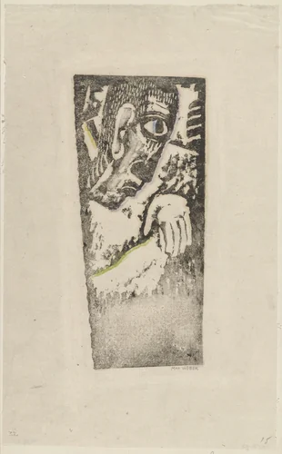 Large Primitive Head in Profile by Max Weber, print, 1920