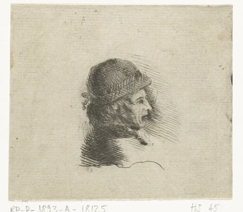 Manshoofd met hoed naar rechts by Louis Bernard Coclers, print, 1756-1817