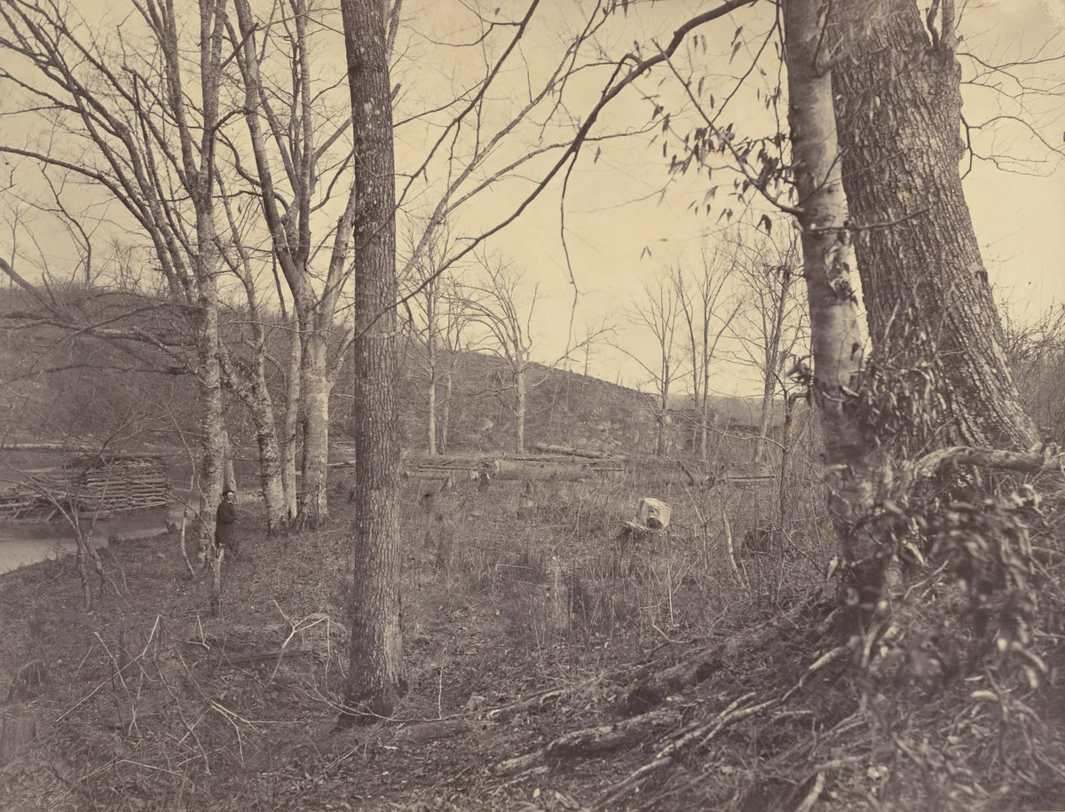 Rebel Rifle Pits, Bull Run by Andrew Joseph Russell, photograph, 1863