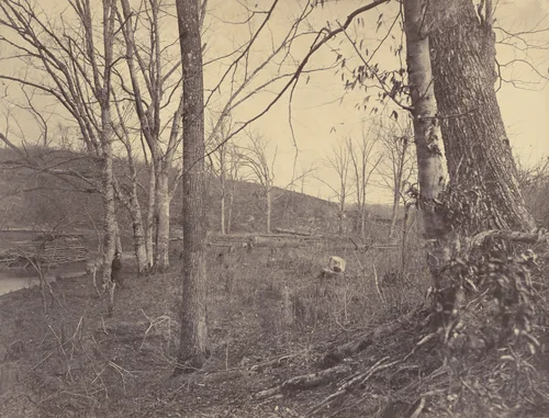Rebel Rifle Pits, Bull Run by Andrew Joseph Russell, photograph, 1863