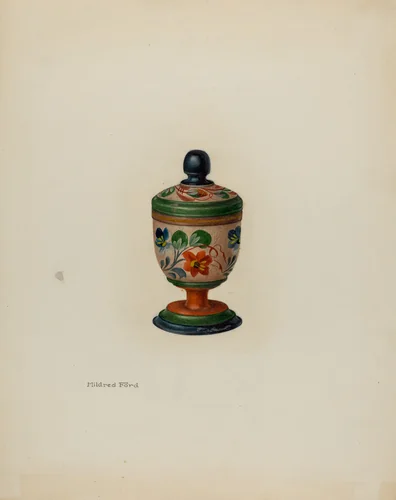 Pa. German Saffron Box by Mildred Ford, index of american design, 1941