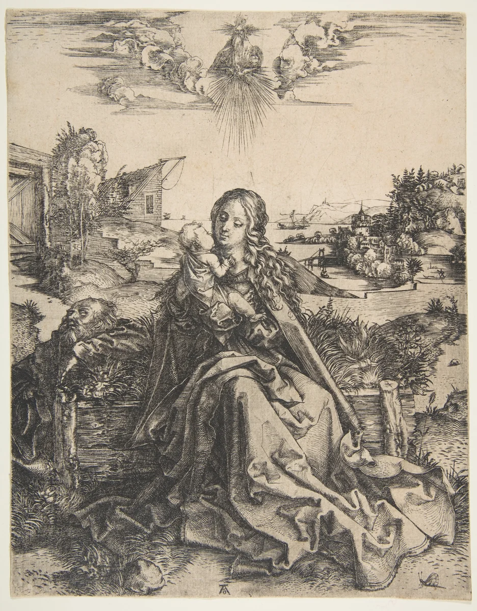 Holy Family with a Dragonfly by Albrecht Dürer, print, 1495