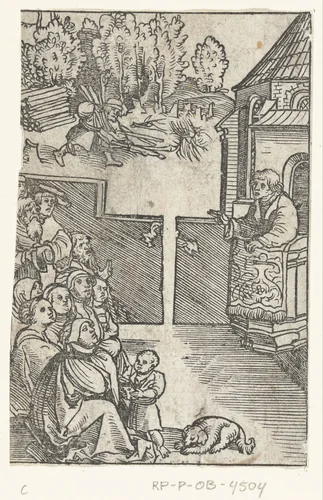 Man sprokkelt hout op dag des Heren by Lucas Cranach, print, 1528-1554
