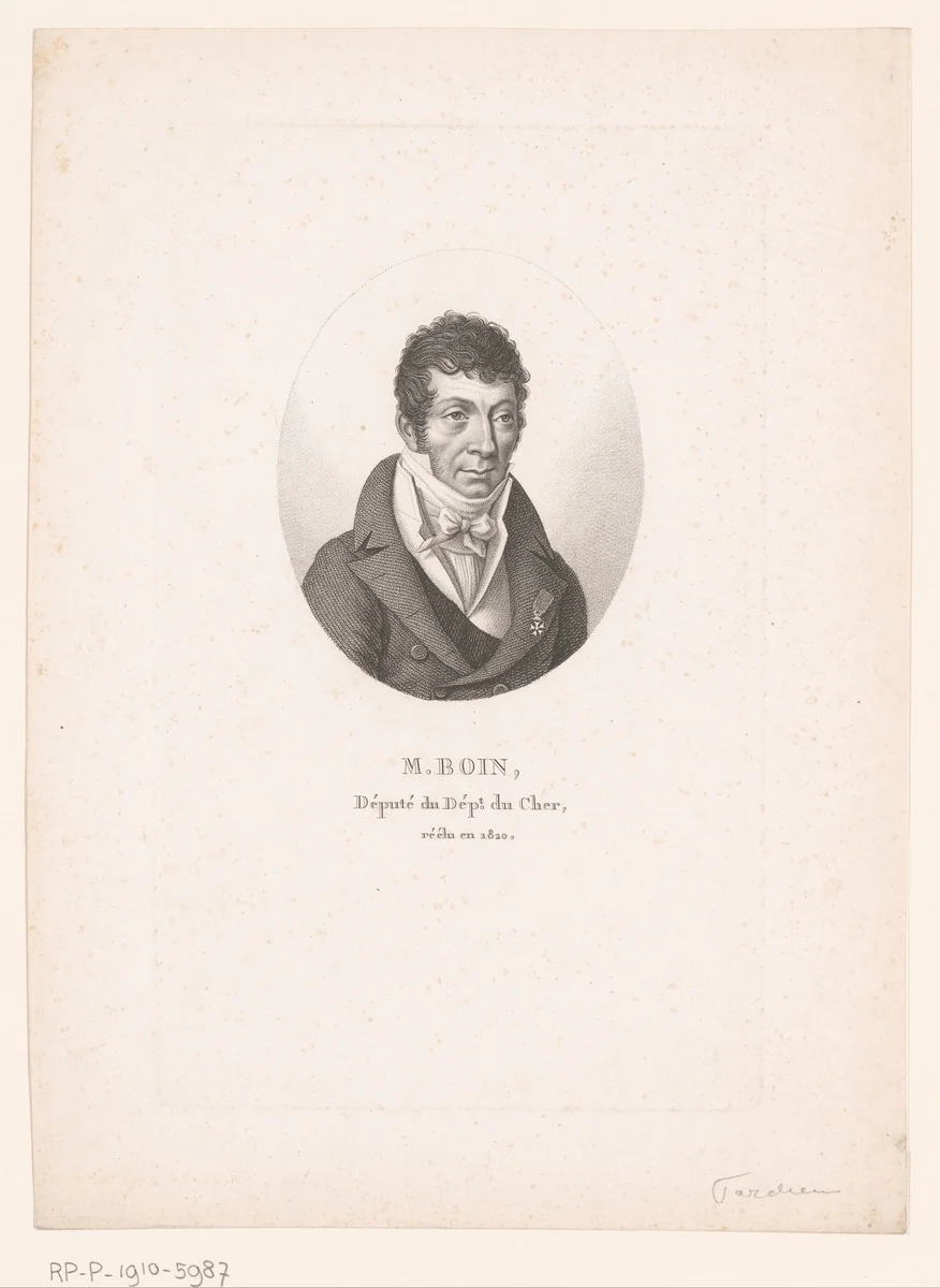 Portret van Antoine Boin by Ambroise Tardieu, print, 1820-1821