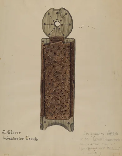 Handmade Grater by Joseph Glover, index of american design, 1935-1942