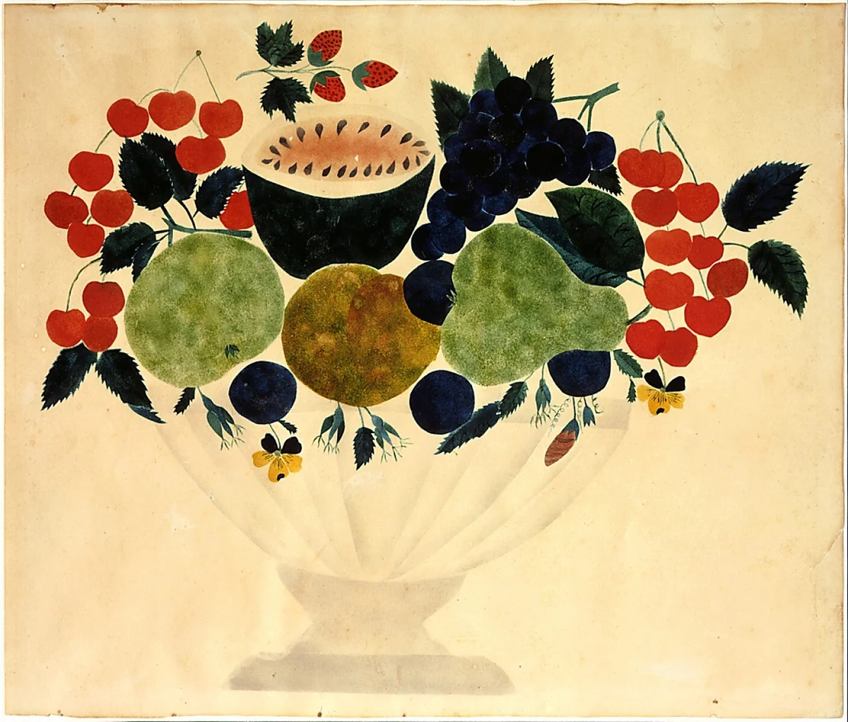 Bowl of Fruit by American 19th Century, drawing, 1800-1849