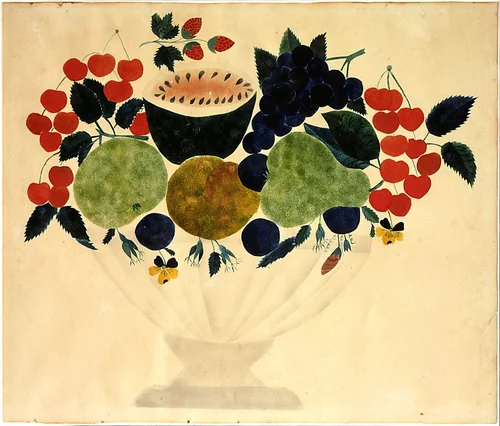 Bowl of Fruit by American 19th Century, drawing, 1800-1849