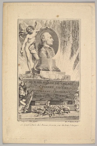 Portrait of Pierre Laurent de Belloy by Augustin de Saint-Aubin, print, 1760-1770