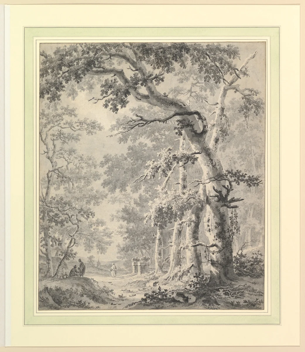 Wooded Landscape by Paulus van Liender, drawing, 1740-1797