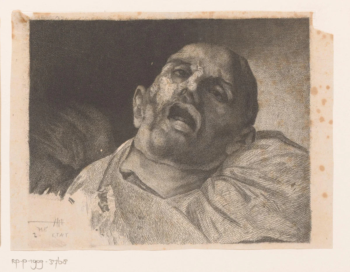 Hoofd van een onthoofde man by Auguste Danse, print, 1839-1909