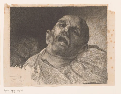 Hoofd van een onthoofde man by Auguste Danse, print, 1839-1909