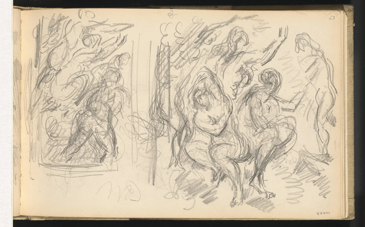 Two Studies for "The Judgement of Paris" or "The Amorous Shepherd" by Paul Cezanne, drawing, 1883-1886