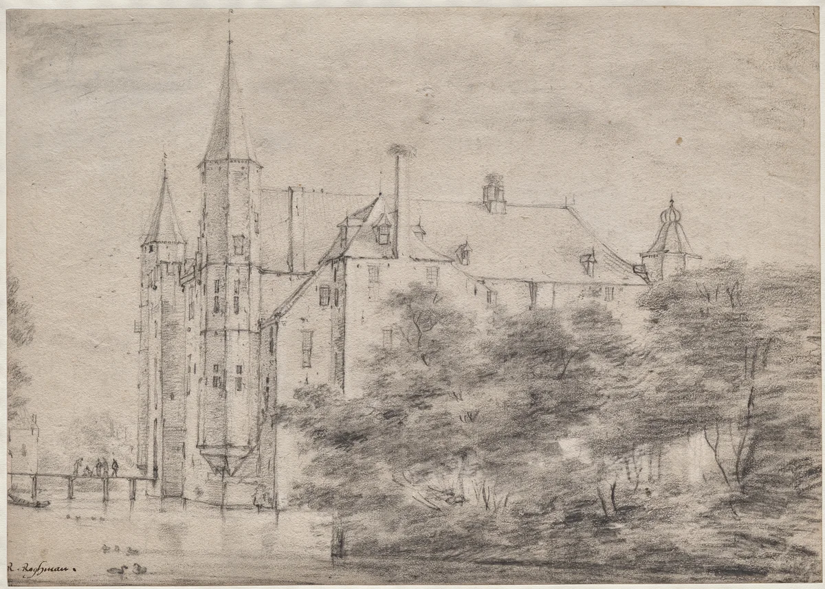 Zuylen Castle Near Utrecht by Roelant Roghman, drawing, 1641-1652
