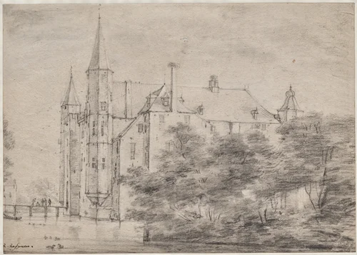 Zuylen Castle Near Utrecht by Roelant Roghman, drawing, 1641-1652
