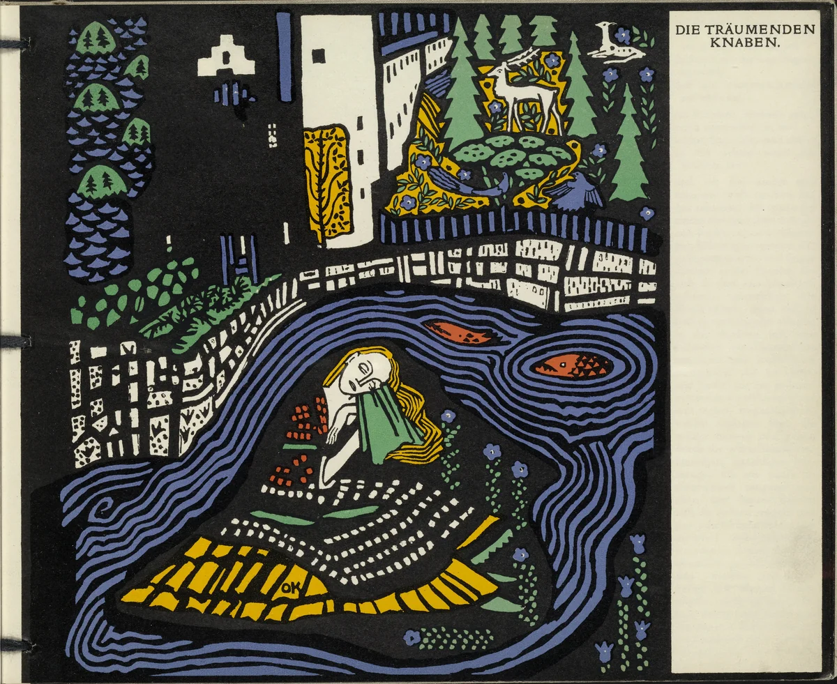 Sleeping Woman (Schlafende Frau)(title page) from Die träumenden Knaben (The Dreaming Boys) by Oskar Kokoschka, illustrated book, 1917