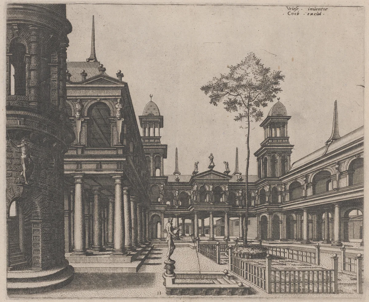 Square with a Circular Building on the Left and an Obelisk in the Background by Lucas van Doetechum
Johannes van Doetechum the Elder
Hans Vredeman de Vries
Hieronymus Cock, portfolio, 1560