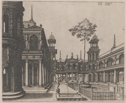 Square with a Circular Building on the Left and an Obelisk in the Background by Lucas van Doetechum
Johannes van Doetechum the Elder
Hans Vredeman de Vries
Hieronymus Cock, portfolio, 1560