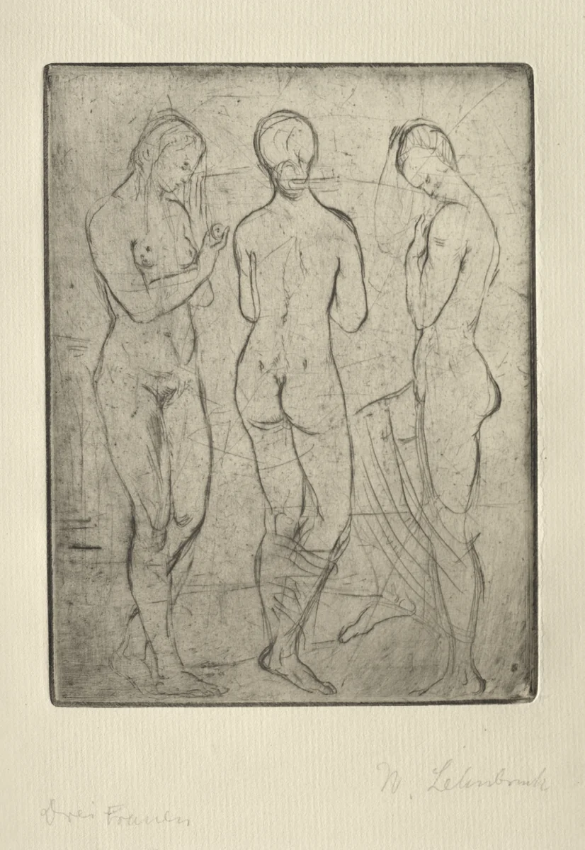 Three Women by Wilhelm Lehmbruck, print, 1912