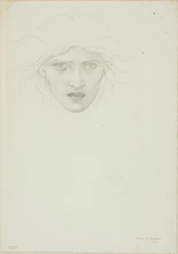 Study for Rondanini Medusa by Edward Burne-Jones, drawing, 1868-1883