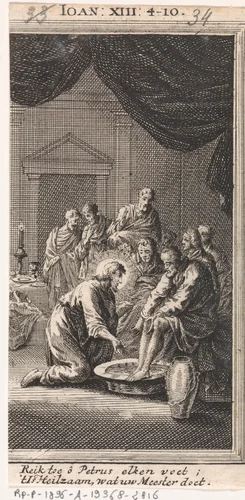 Voetwassing van Petrus by anonymous, print, 1712