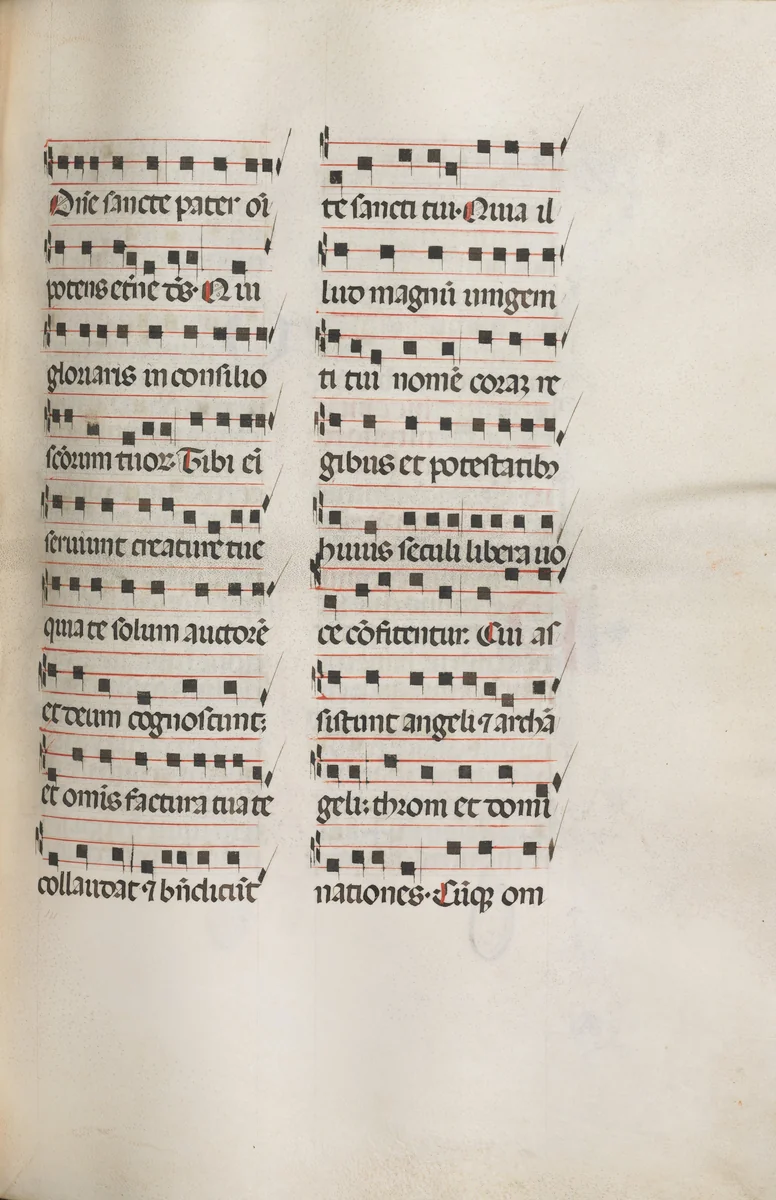Missale: Fol. 112: contains some music as part of Palm Sunday liturgy by Bartolommeo Caporali, book, 1469