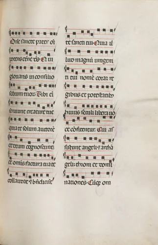 Missale: Fol. 112: contains some music as part of Palm Sunday liturgy by Bartolommeo Caporali, book, 1469