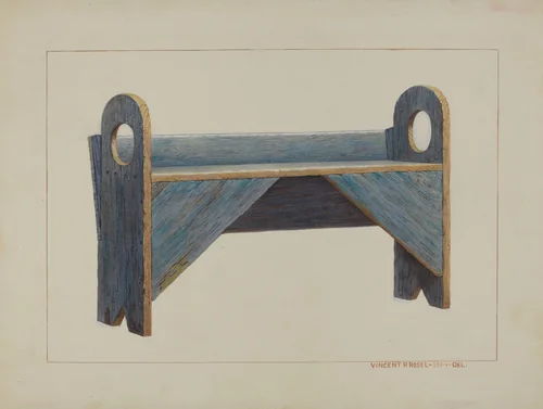 Wagon Bench by Vincent P. Rosel, index of american design, 1938