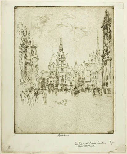 St. Clement Danes by Joseph Pennell, print, 1906