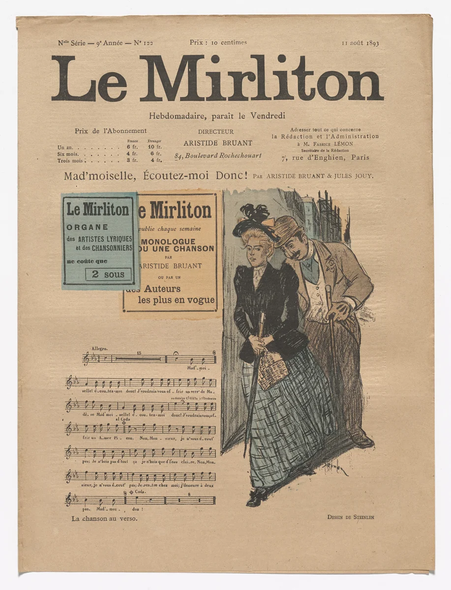 Le Mirliton, no. 122 by Théophile-Alexandre Steinlen, periodical, 1893
