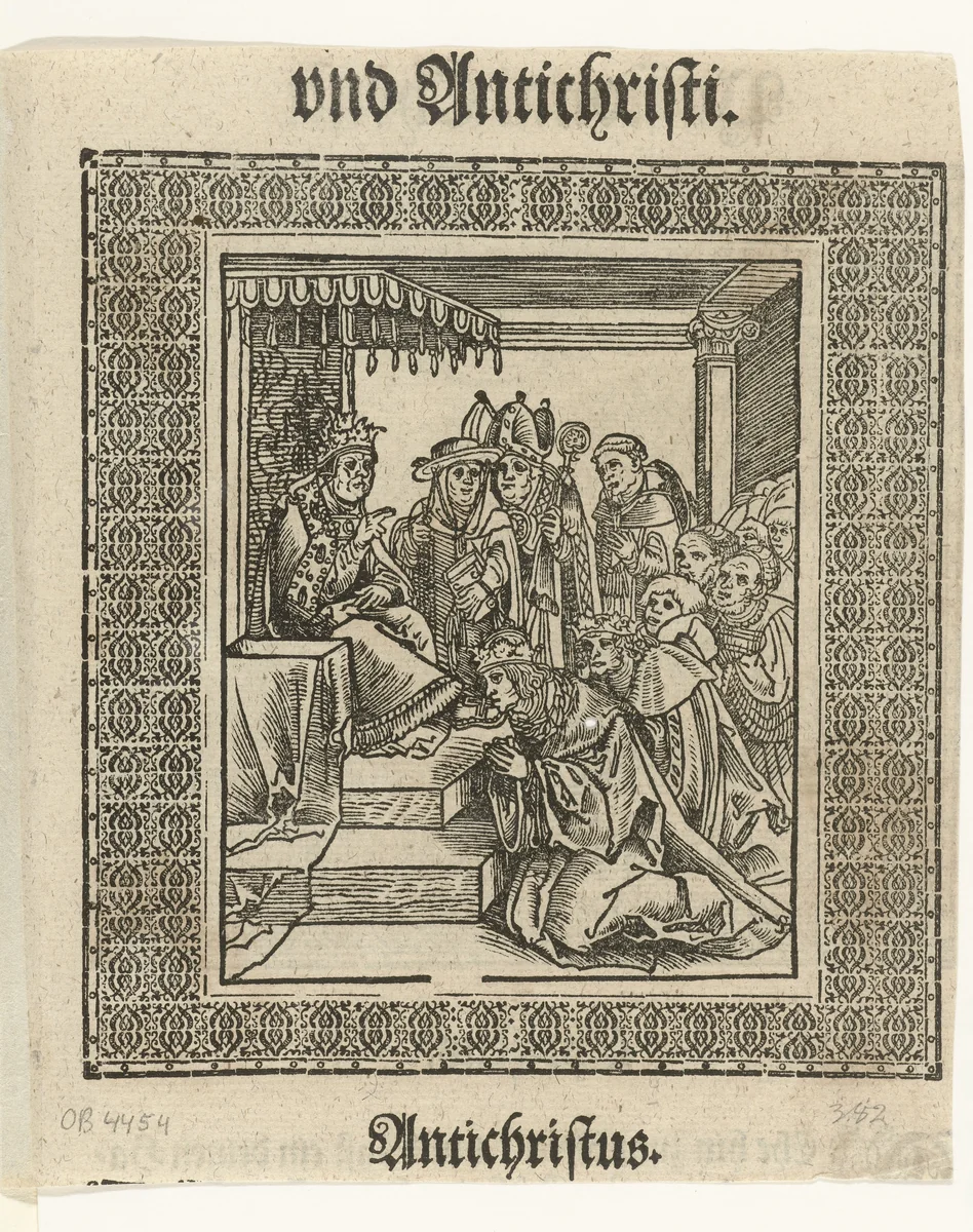 Keizer kust de voeten van de paus by Lucas Cranach, print, 1521-1522