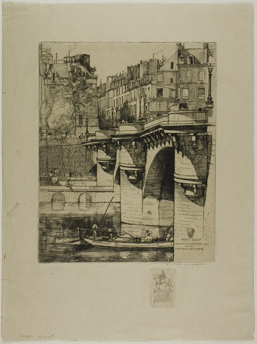 Le Pont Neuf, Paris by Donald Shaw MacLaughlan, print, 1906