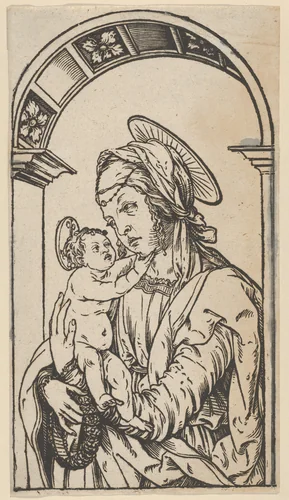 Virgin and Child Under an Arch by Hans Burgkmair, print, 1508-1531