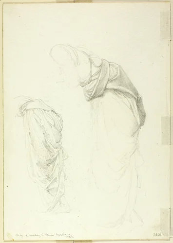 Drapery, two studies for The Mirror of Venus by Edward Burne-Jones, drawing, 1868-1883