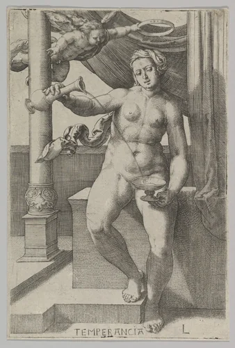 Temperance, from the series The Virtues by Lucas van Leyden, print, 1530
