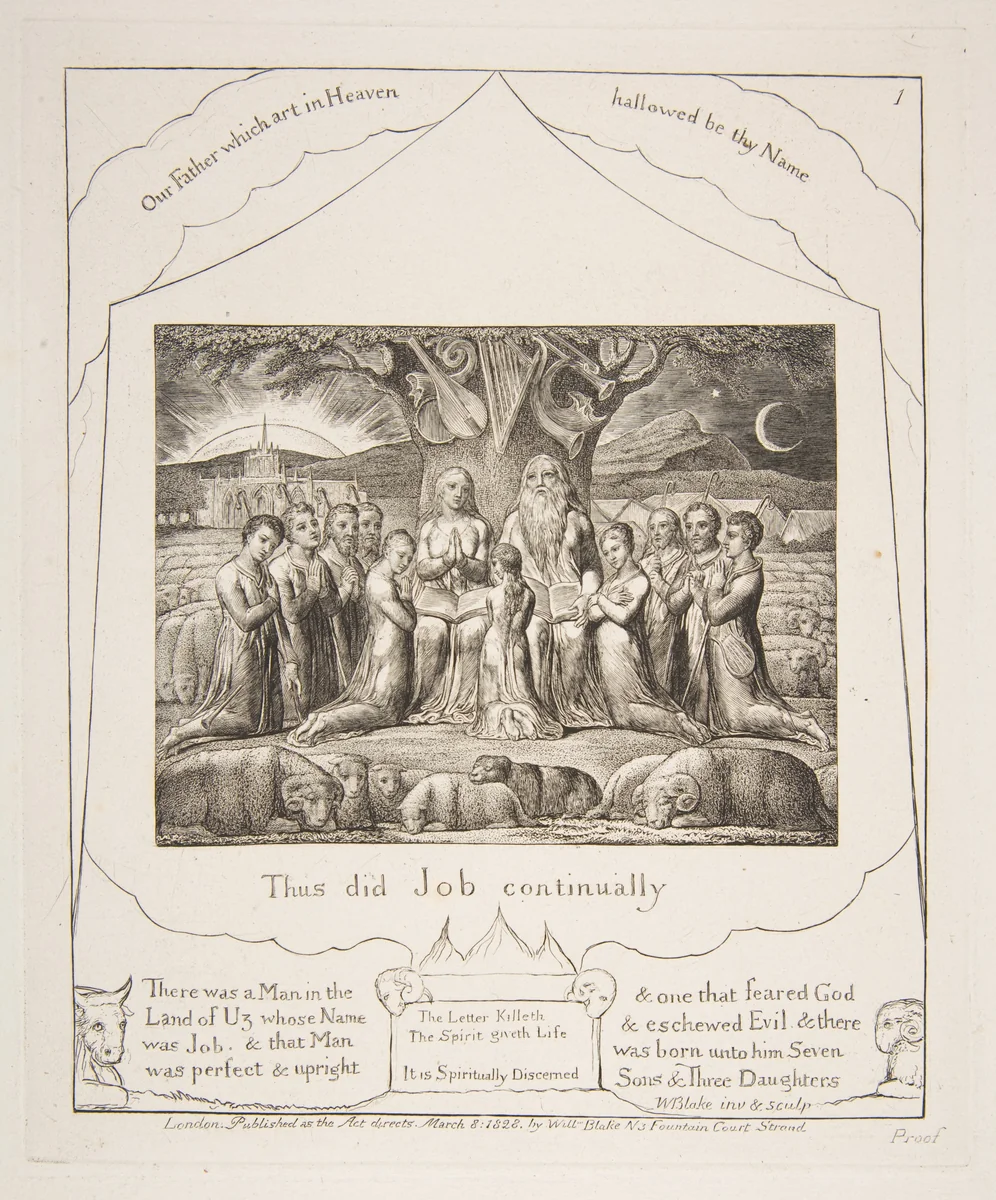 Job and His Family by William Blake, print, 1825-1826