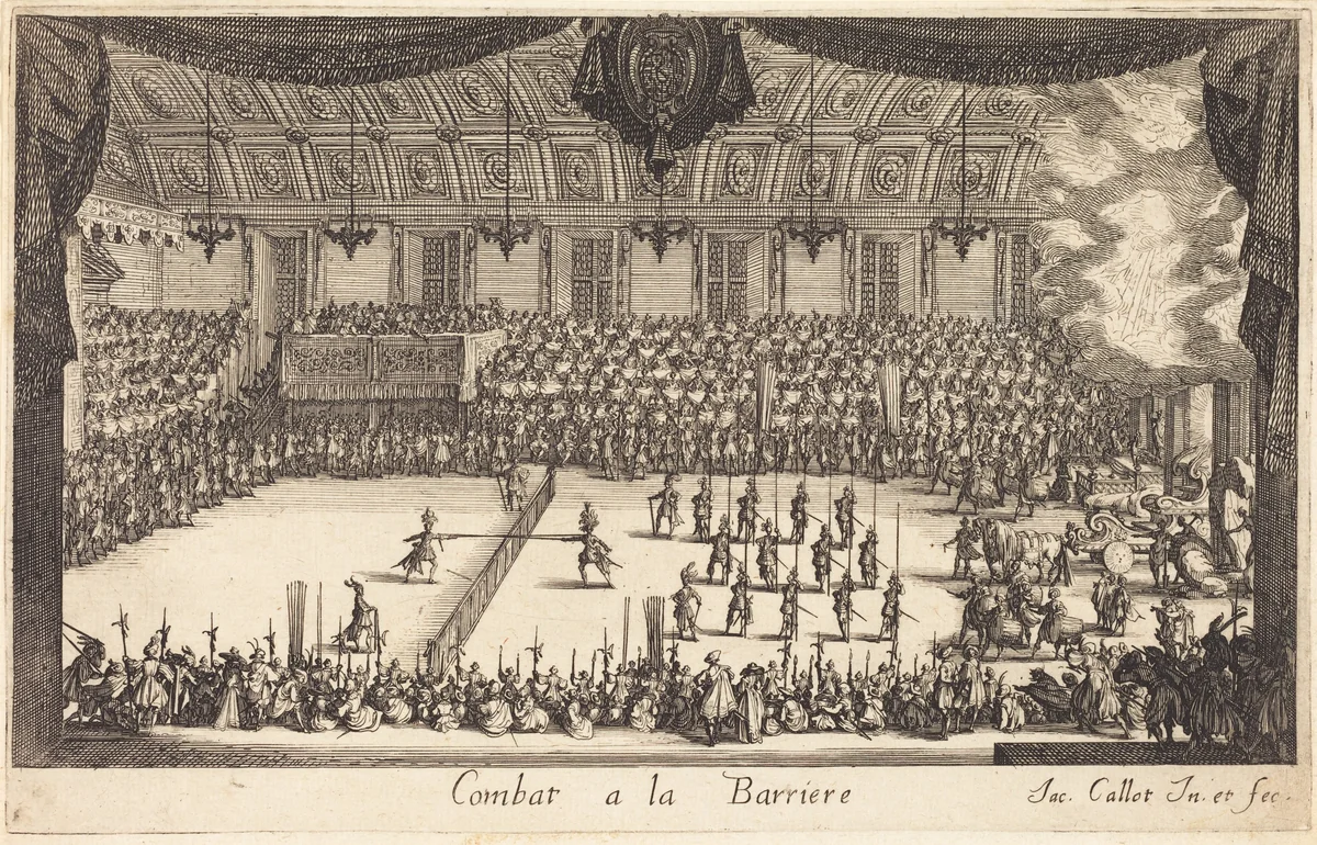 Combat at the Barrier by Jacques Callot, print, 1627
