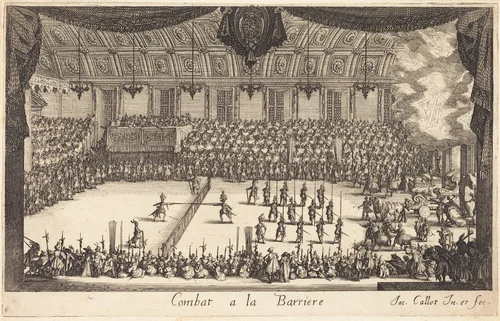 Combat at the Barrier by Jacques Callot, print, 1627