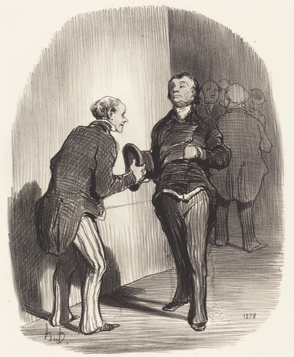 Vue d'une antichambre ministérielle... by Honoré Daumier, print, 1849