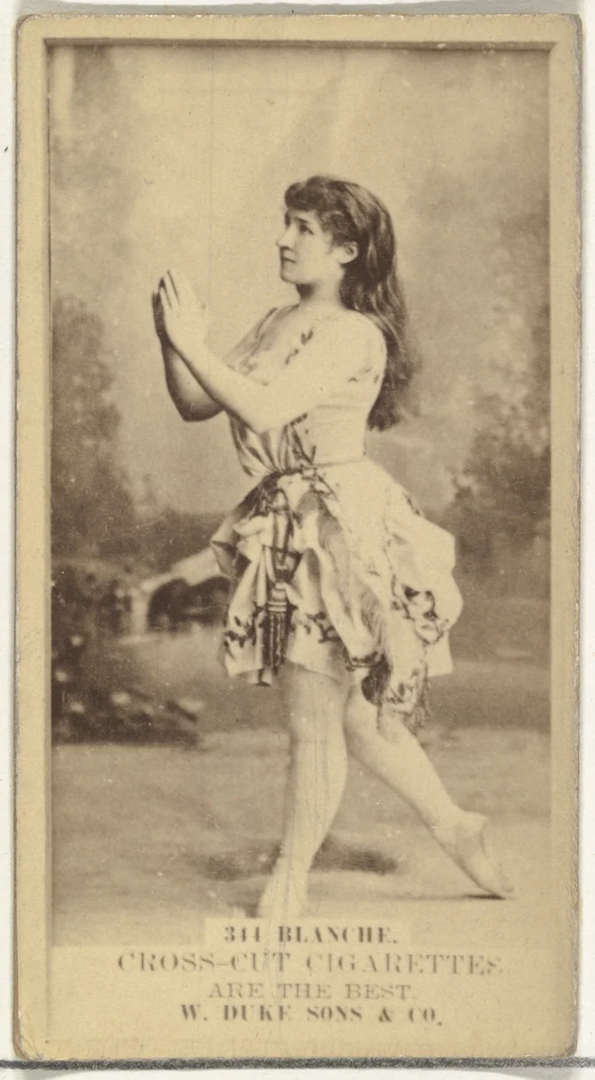 Card Number 344, Blanche, from the Actors and Actresses series (N145-3) issued by Duke Sons & Co. to promote Cross Cut Cigarettes by W. Duke, Sons & Co., photograph, 1880-1889
