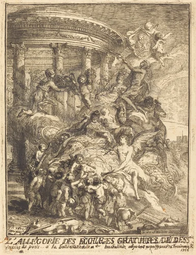 Allégorie des Ecoles gratuites du dessein (Allegory of the Free Drawing Schools) by Gabriel de Saint-Aubin, print, 1751-1766