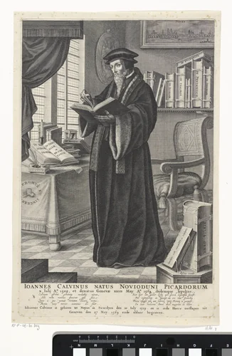 Portret van Johannes Calvijn by François Stuerhelt, print, 1602-1652
