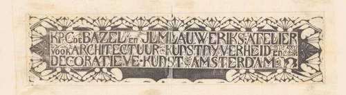 Briefhoofd van Karel de Bazel en Mathieu Lauweriks by Karel Petrus Cornelis de Bazel, print, 1896