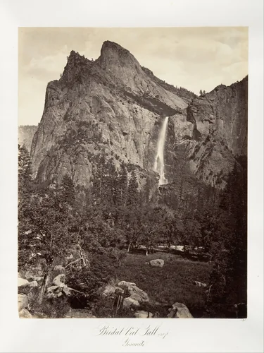 Bridal Veil Fall, 940 feet, Yosemite by Carleton E. Watkins, photograph, 1870-1874