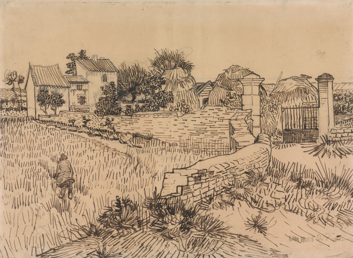 Farm in Provence by Vincent van Gogh, drawing, 1888
