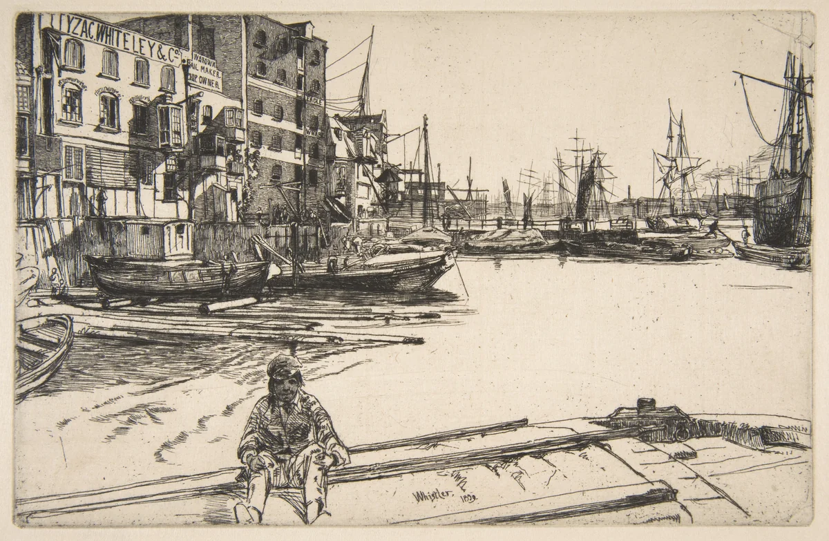 Eagle Wharf by James McNeill Whistler, print, 1859