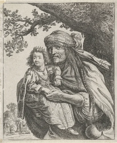 Roma vrouw Majombe met Konstance by Pieter Nolpe, print, 1643