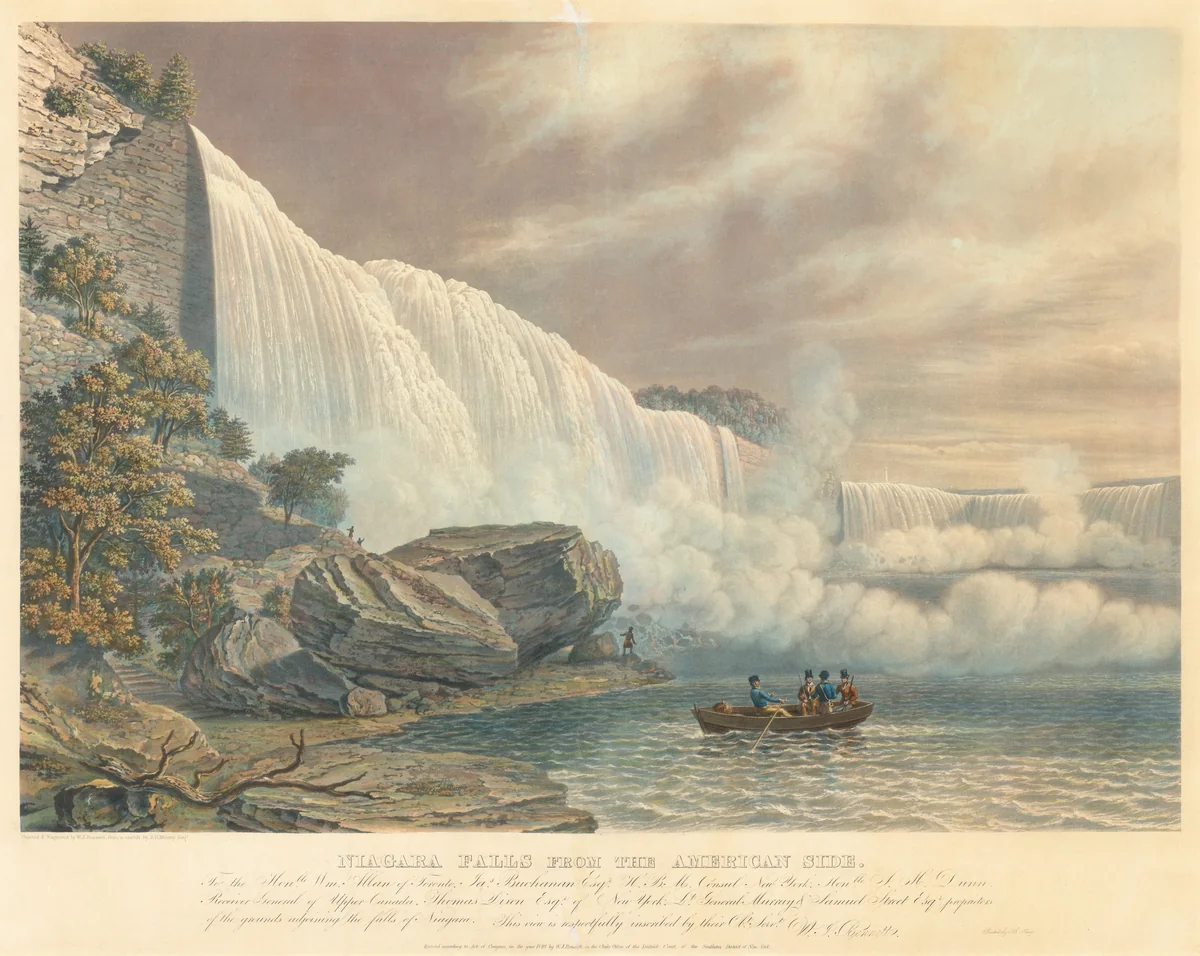 Niagara Falls from the American Side by William James Bennett; John Robert Murray, print, 1840