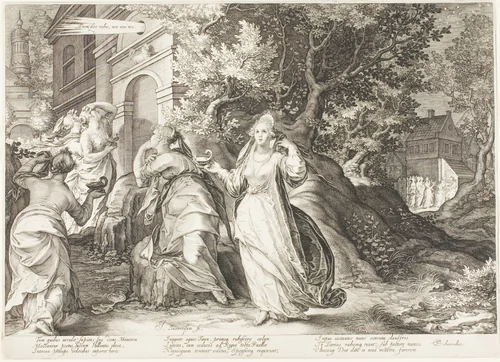 Plate Five, from Five Wise and Five Foolish Virgins by Jan Saenredam, print, 1606