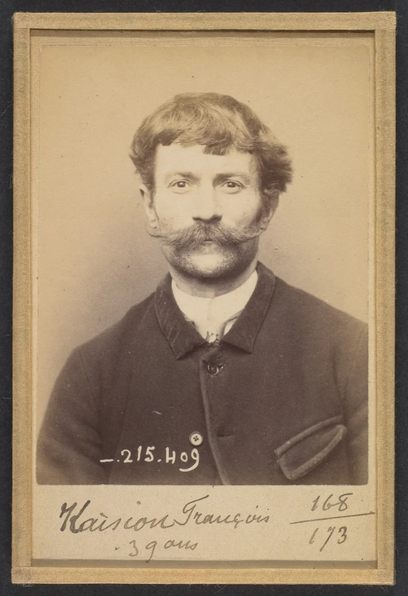 Kaision. François. 39 ans, né à Reims. Mégissier. Anarchiste. 9/3/94. by Alphonse Bertillon, photograph, 1894